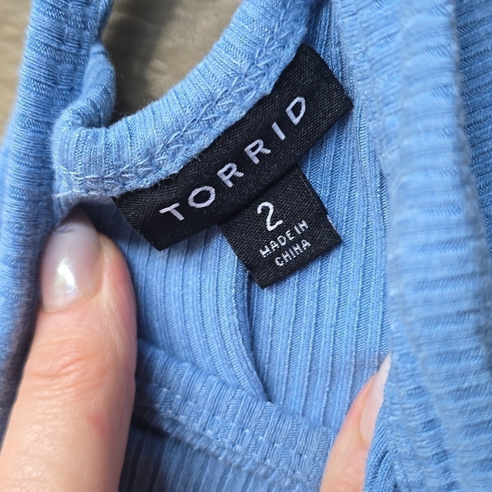 Tory Blue Ribbed One Shoulder Tank - Picture 7 of 12